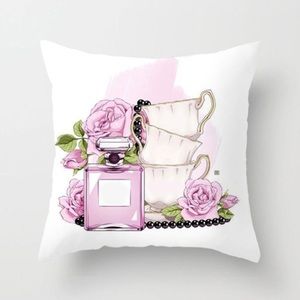 New Luxury Pink Teacup Throw Pillow Cover